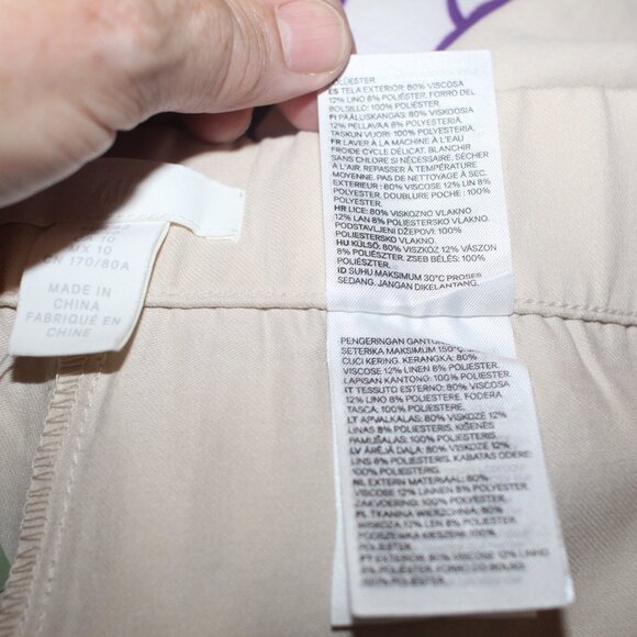 H&M Beige Trousers with Slits at Hem Recycled Polyester US Size 10 NWT - Picture 7 of 8